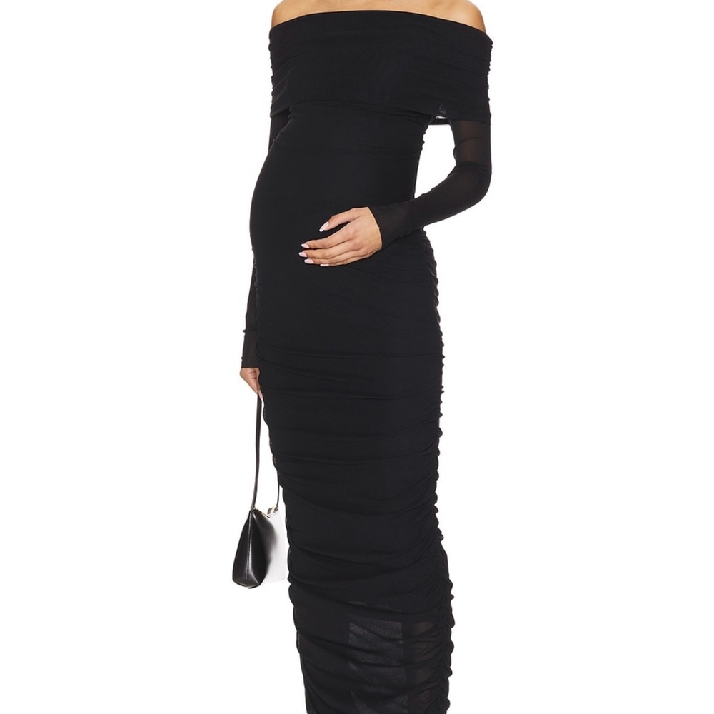 Elegant Black Off-Shoulder Maternity Dress